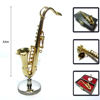 1:12 Miniatiūriniai Lėlių Alto Saksofonas Sax Muzikos Instrumentas w/ Case & turėtojas Muzikos Sax Paveikslas Dovanų