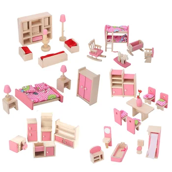 1:12 Miniatiūriniai Lėlių Baldų Rinkinys Mini Medinis Modeliavimo Staliukas Kabineto Lentynos Modelis Žaislas Doll House Dekoro