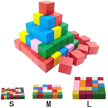 25-50PCS/Pak Montessori Spalvinga Medienos Kubo Blokai Šviesus Surinkimas Blokuoti Anksti Švietimo Ankstyvo Mokymosi Žaislai, Vaikams, Vaikui, Naujas