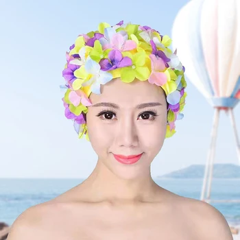 3D Gėlių Maudymosi Kepuraitė Kvėpuojantis Plaukimo Vonia Bžūp Minkštas Ilgi Plaukai Nardymo Gaubtu Ausų Apsaugos Patogus Baseinas Accesories