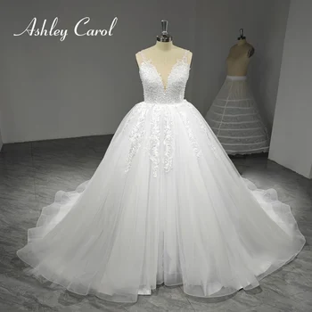 Ashley Karolis-Line Vestuvių Suknelės Moteris Nekilnojamojo nuotraukos 2024 Duobute Appliques Vestuvių Suknelė Vestidos Elegantes Para Mujer