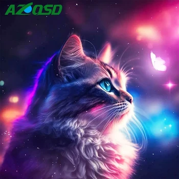 AZQSD 5D PASIDARYK pats 2023 Diamond Tapybos Katė Gyvūnų Karoliukai Siuvinėjimo Diamond Mozaikos Fantazijos 