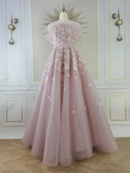 Shahad Lou Pink Linijos, O-Kaklo Kutas Elegantiškas Zawalcowany Prabanga Dubajus Vakaro Suknelės Chalatai Moterims Šalis 2023 h15875