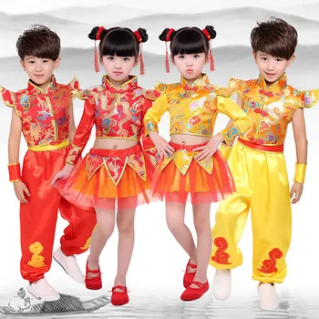 Tradicinis kinų naujieji Metai Kostiumai Drakonas ir Liūtas Šokiai Vaikams, Vaikų Drabužiai Nustatyti Raudona Kungfu Wushu Vienodas Tango Kostiumas Hanfu