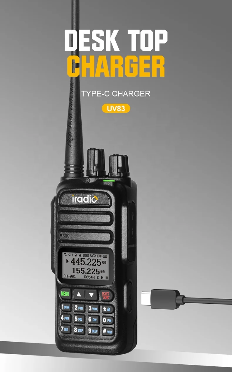 2VNT Iradio ABS UV-83 Pilna Juosta 5W VHF/UHF 1800mAh Nešiojamą Ham Radio AM/FCC/NOAA Funkcijų0