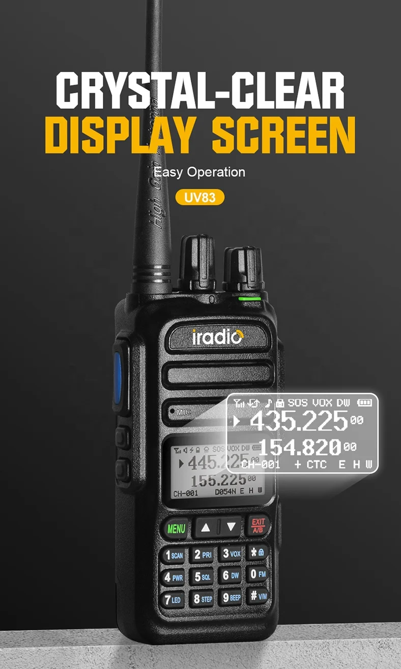 2VNT Iradio ABS UV-83 Pilna Juosta 5W VHF/UHF 1800mAh Nešiojamą Ham Radio AM/FCC/NOAA Funkcijų2