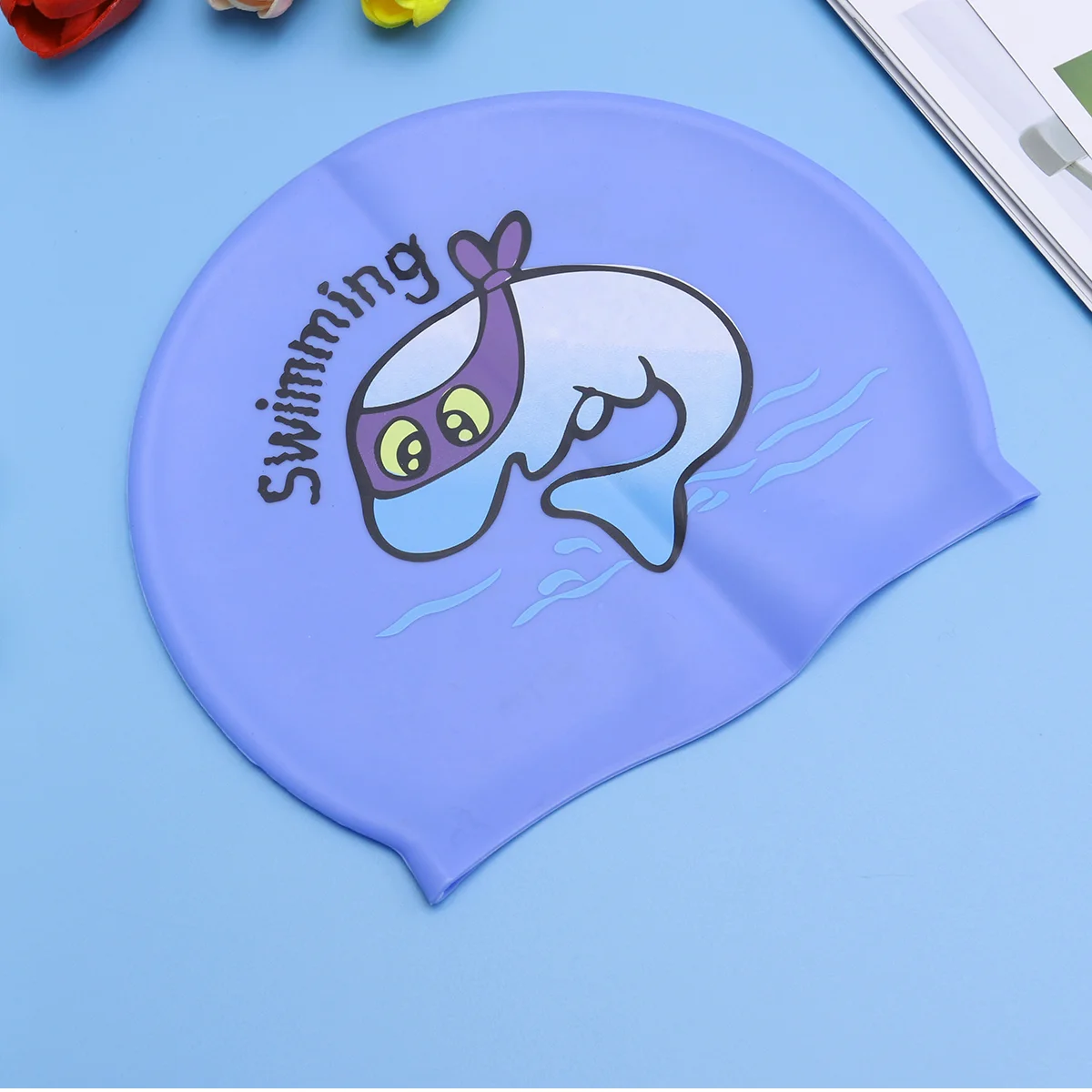 Vaikų Plaukimo Animacinių filmų Silicio Vandeniui Apsaugoti Ausis Plaukti Baseinas Skrybėlę Vaikų Dangteliai(Mėlynas Žuvų Vaikų Gumos Bžūp)4