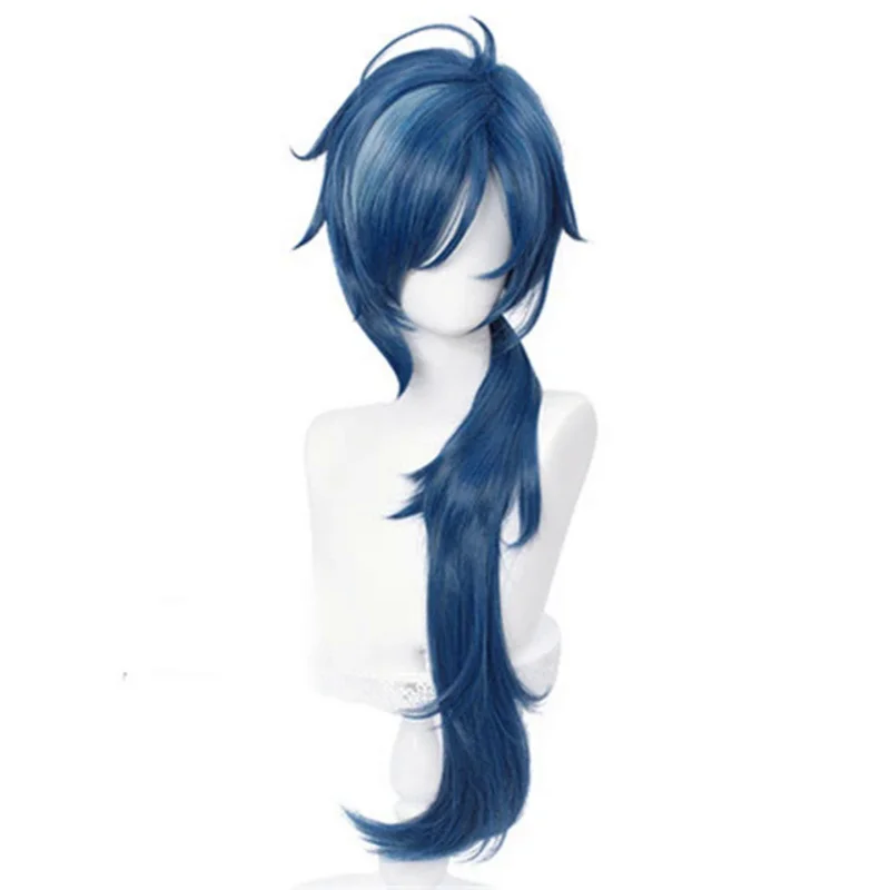 Anime Perukai Genshin Poveikio Kaeya Cosplay Vyrų 80cm Ilgio Rašalo mėlynos spalvos Perukas Cosplay Kostiumas Atsparus Karščiui Sintetinių Plaukų Peluca4