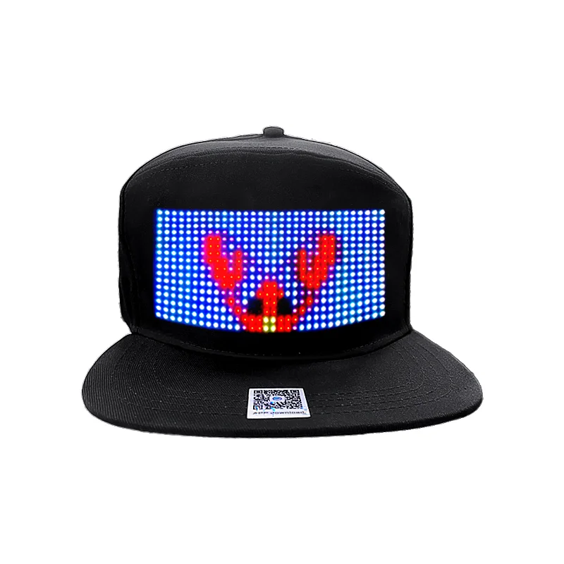Naują RGB Spalvų Mirksinčios LED Skrybėlę APP Programuojamas LED Pranešimų Ekrane Skrybėlės Animacinis Tekstas Ekrane Naktį Šviesos diodų (LED Kepurės ir Skrybėlės4