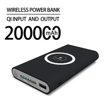200000mAh Wireless Power Bank dvipusis Greito Įkrovimo Powerbank Nešiojamų Įkroviklio tipo c Išorinę Bateriją, skirta iPhone