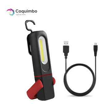 Automobilių Remontas LED Žibintuvėlis USB Įkrovimo COB Žibintuvėlis atsparus Vandeniui Lauko Kempingas Avarinės Šviesos Magnetas, Kablys lanterna