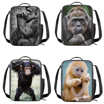 Beždžionė didžiuoju Pirštu Spausdinti Moterų Pietūs Maišą Mokyklos Izoliuoti Šilumos Lunchbox Iškylą Prekių Nešiojamų Lunchbox už Vaikas Mergaitės