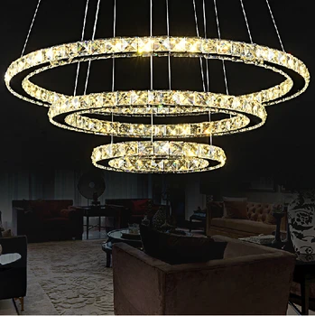 Crystal Ratas pakabukas lempa, valgomasis, kambarys Modernus kristalų pakabukas šviesos šviestuvas, valgomasis kabo lempa Diamond Ring light