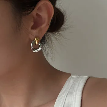 Knocker stud auskarai iš nerūdijančio plieno auskarai moterims, minimalistinis, paprastas nerūdijančio plieno papuošalai ne apjuodinti papuošalai
