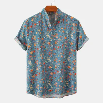 Nauja vasaros gėlių paplūdimys marškinėliai, trumpas rankovėmis vintage marškinėliai camo spausdinti marškinėliai vyrams