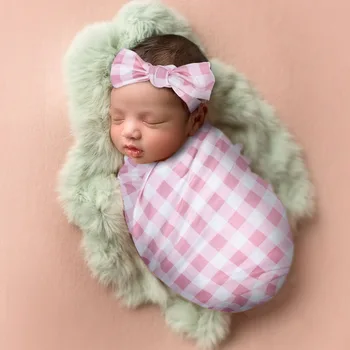 Naujagimio Fotografijos Rekvizitai Antklodė Baby Wrap Lankelis Nustatyti Anti-išgąsdinimą Apkabinti Antklodė Suvystyti Rankšluostį Vaikų Foto Priedai
