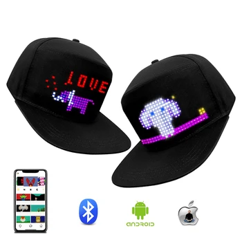 Naują RGB Spalvų Mirksinčios LED Skrybėlę APP Programuojamas LED Pranešimų Ekrane Skrybėlės Animacinis Tekstas Ekrane Naktį Šviesos diodų (LED Kepurės ir Skrybėlės