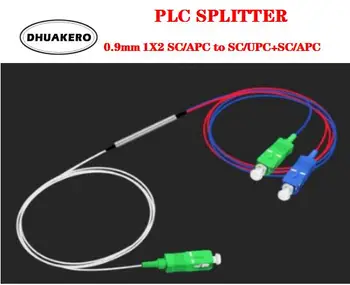 nemokamas pristatymas AB369 2 spalvos, 1X2 PLC WDM/FWDM SC/APC, kad SC/UPC+SC/APC SM 0,9 mm G657A1 PVC, 1m FTTH šviesolaidžio Splitter
