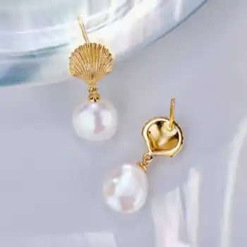 Nepriekaištinga 10-11MM gėlo vandens Baroko perlų auskarai 18K Gražus KABLYS Vestuvių 
