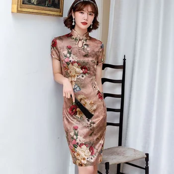 Suknelė Cheongsam Derliaus Kinijos Tradicinės Suknelės Gėlių Slim Suknelė Qipao Moterų Šalis Cheongsam Vestuvių 8 Spalvos