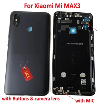 Už Xiaomi Mi MAX 3 Baterijos Dangtelis Galinių Durelių Atgal Būsto Atveju MAX3 Viduryje Važiuoklės su mygtukus ir fotoaparato objektyvas, blykstė & MIC Valdyba