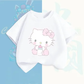 Vasaros Kuromi Pachacco Hello Kitty Vaikų Marškinėliai Sanrio Anime Filmukai Drabužius Mergaitė Berniukas Trumpomis Rankovėmis Viršūnes Kawaii Dovana