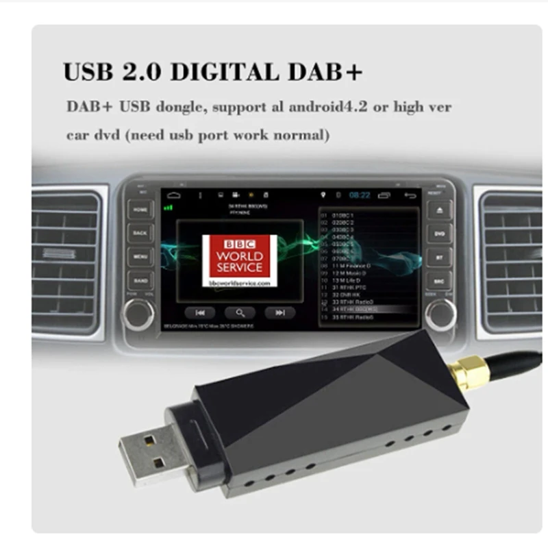 DAB + Antena Su USB Adapteris Android Automobilio Radijas Stereo GPS Imtuvas Grotuvas, VW GOLF PASSAT BMW Universalios Atsarginės Dalys4