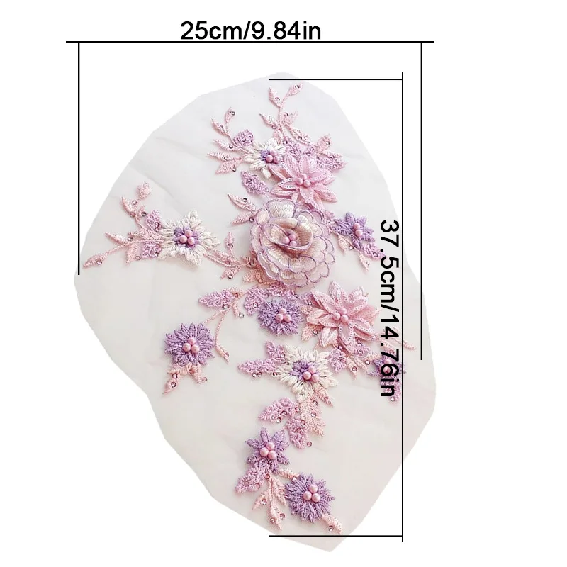 China siuvinėjimo Audinys Pleistras 3D Gėlės Medžiaga Appliques Pearl Puošnios Nėrinių Siuvimo Dėmės 