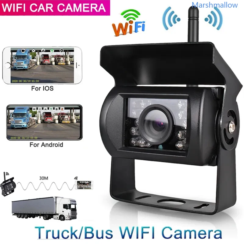 HD Transporto priemonių Atbulinės eigos Kamera Belaidė Galinio vaizdo Kamera, WiFi Plataus Kampo Naktinio Matymo Autobusų Sunkvežimių Cam Vandeniui Automobilio vaizdo Kamera0